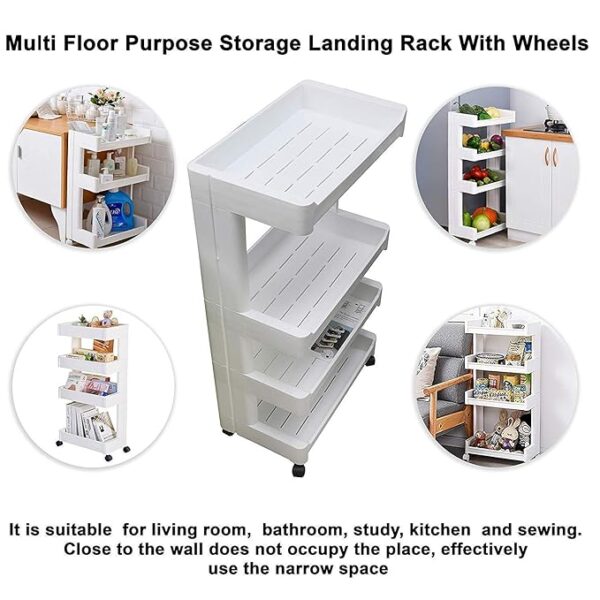 4 Layer Space Saving Storage Organizer Rack Shelf with Wheels - Image 3