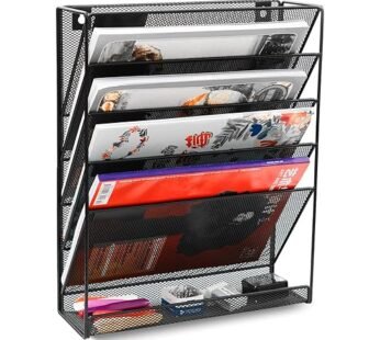 Mesh Wall Mounted File Holder Organizer – 5 Compartments