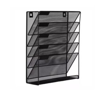 Music 555 Metal Mesh Wire 6 Compartments Black File Stand